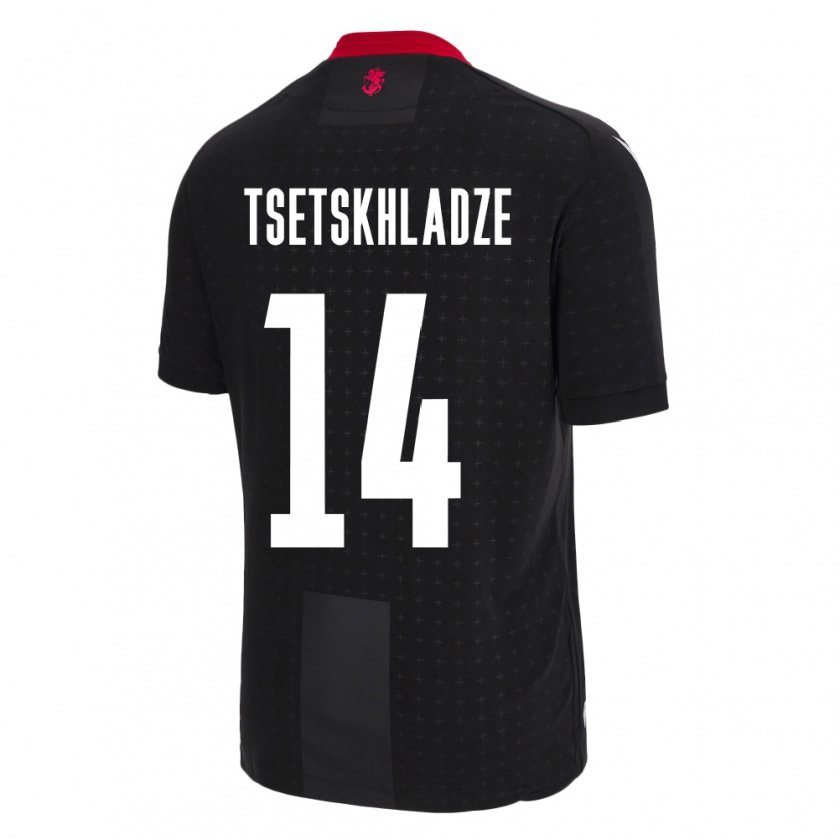 Kandiny Damen Georgien Nikoloz Tsetskhladze #14 Schwarz Auswärtstrikot Trikot 24-26 T-Shirt