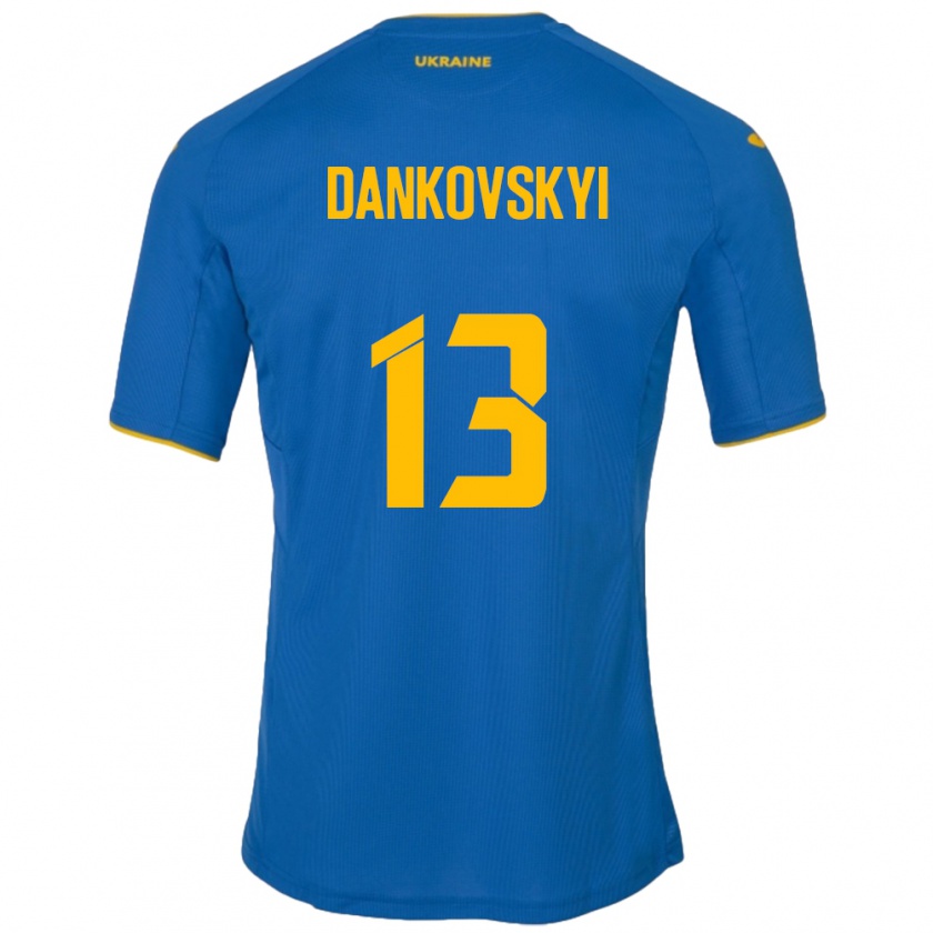 Kandiny Damen Ukraine Yegor Dankovskyi #13 Blau Auswärtstrikot Trikot 24-26 T-Shirt