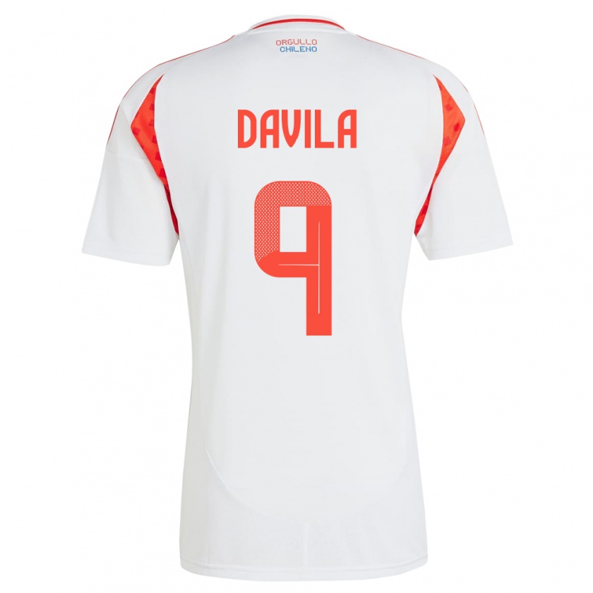 Kandiny Damen Chile Víctor Dávila #9 Weiß Auswärtstrikot Trikot 24-26 T-Shirt