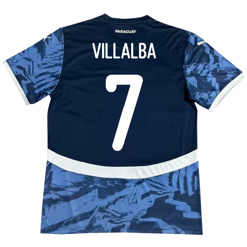 Kandiny Damen Paraguay Rodrigo Villalba #7 Blau Auswärtstrikot Trikot 24-26 T-Shirt