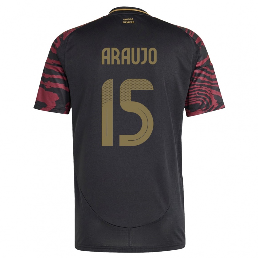 Kandiny Damen Peru Miguel Araujo #15 Schwarz Auswärtstrikot Trikot 24-26 T-Shirt