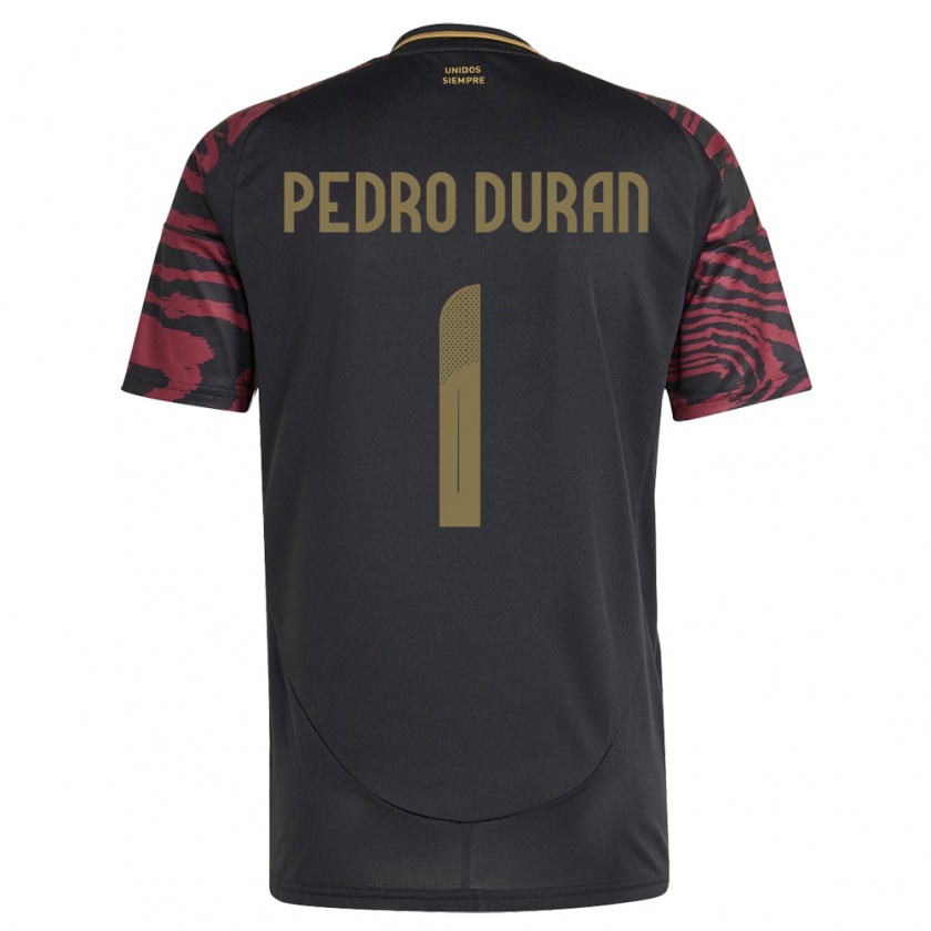 Kandiny Damen Peru Juan Pedro Durán #1 Schwarz Auswärtstrikot Trikot 24-26 T-Shirt