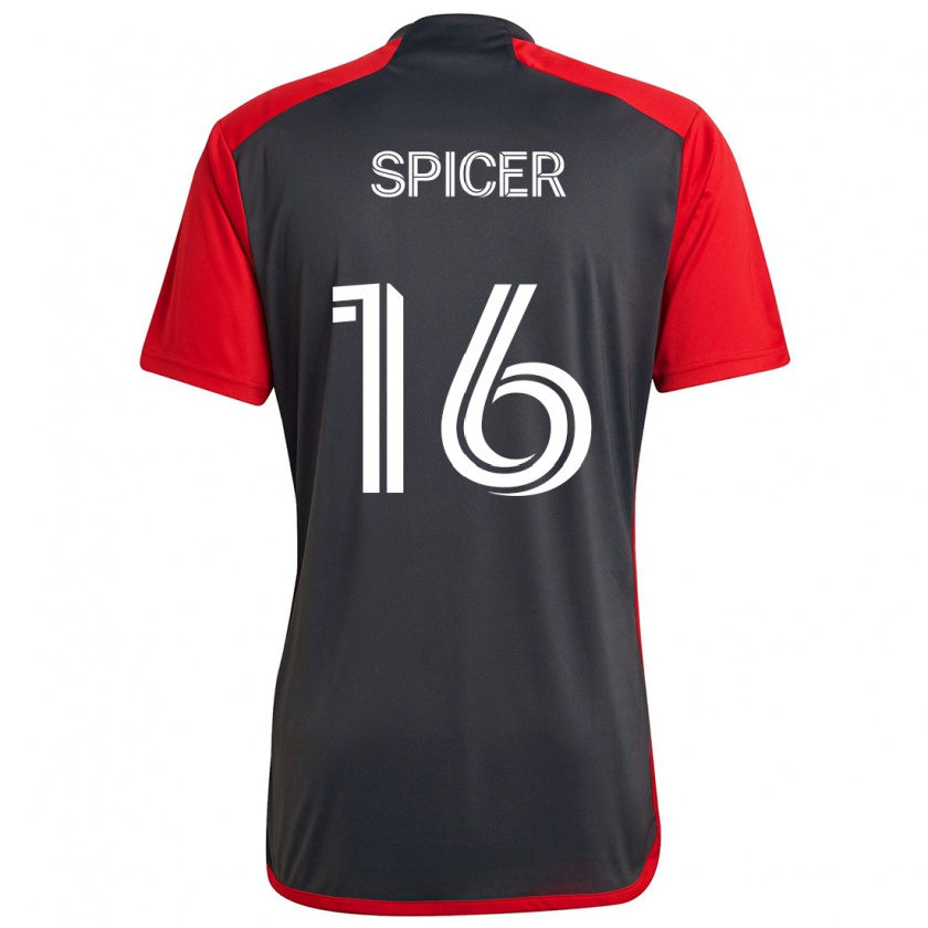 Kandiny Kinder Tyrese Spicer #16 Grau Rot Heimtrikot Trikot 2024/25 T-Shirt