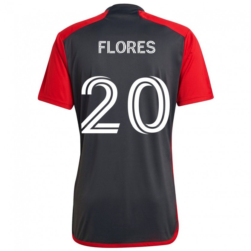 Kandiny Kinder Deybi Flores #20 Grau Rot Heimtrikot Trikot 2024/25 T-Shirt