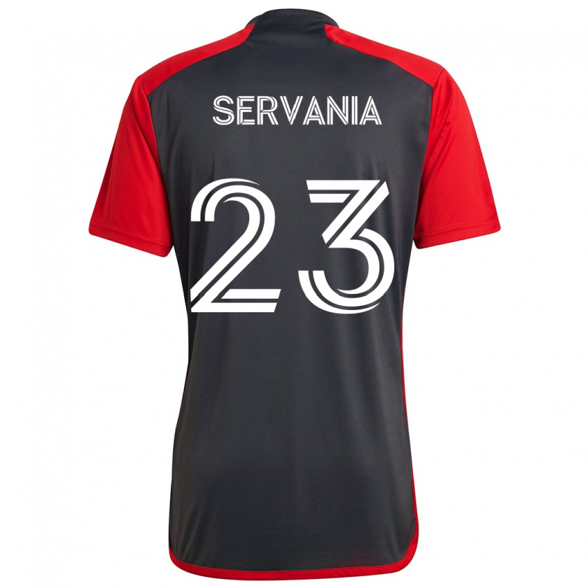 Kandiny Kinder Brandon Servania #23 Grau Rot Heimtrikot Trikot 2024/25 T-Shirt