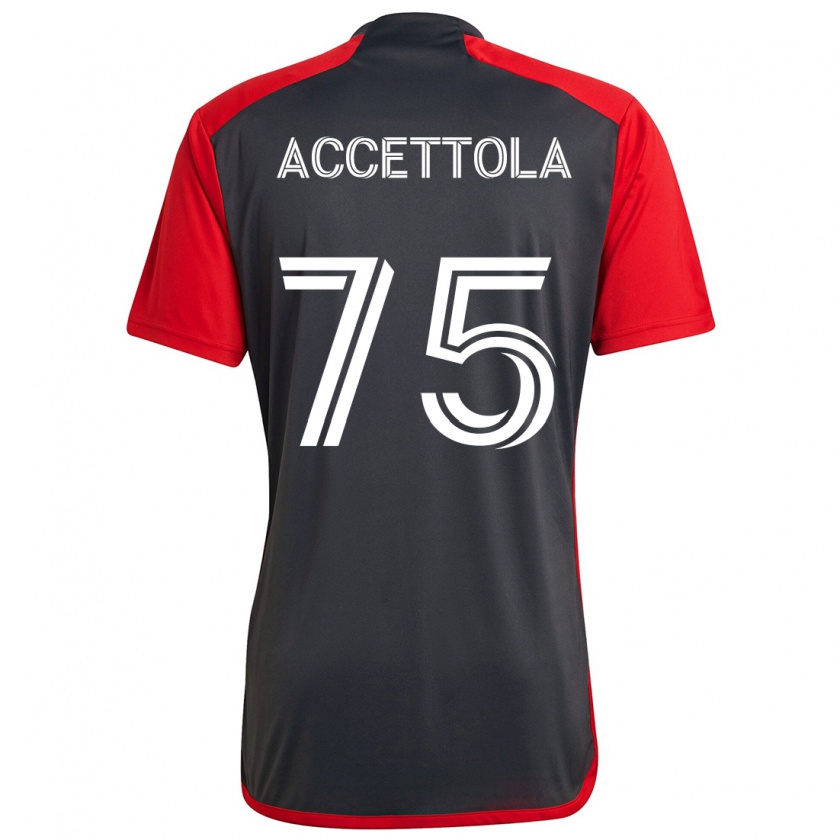 Kandiny Kinder Luca Accettola #75 Grau Rot Heimtrikot Trikot 2024/25 T-Shirt