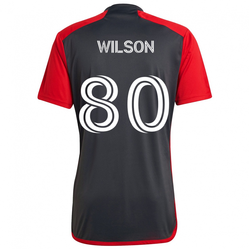 Kandiny Kinder Shafique Wilson #80 Grau Rot Heimtrikot Trikot 2024/25 T-Shirt