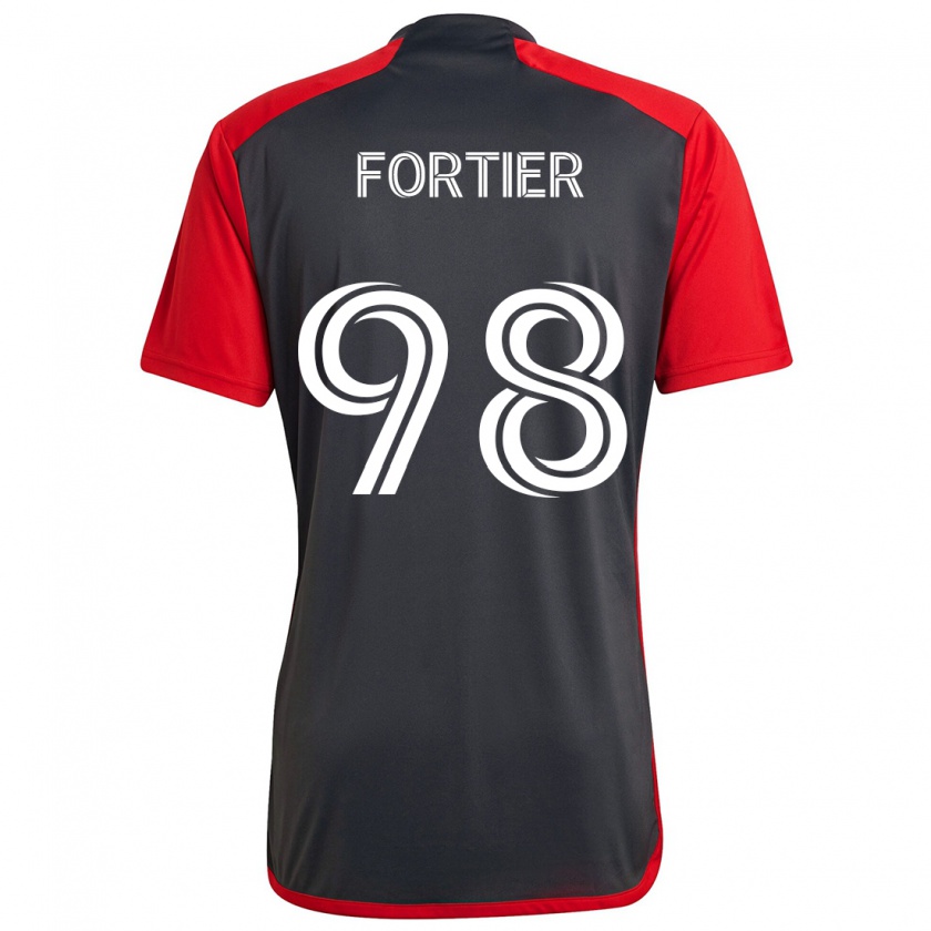 Kandiny Kinder Kristjan Fortier #98 Grau Rot Heimtrikot Trikot 2024/25 T-Shirt