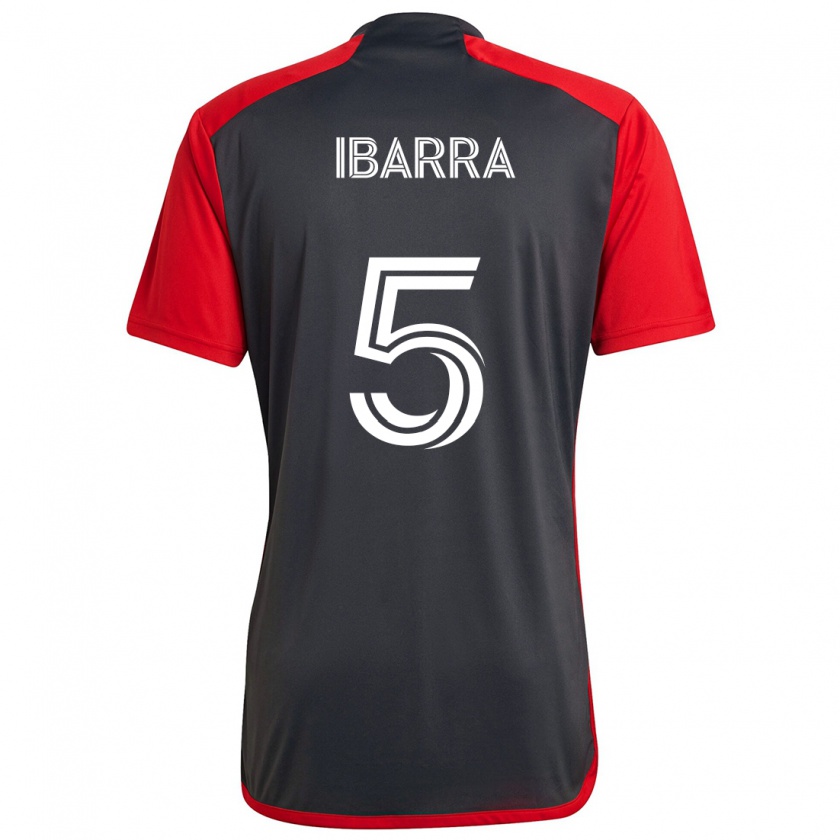 Kandiny Kinder Franco Ibarra #5 Grau Rot Heimtrikot Trikot 2024/25 T-Shirt