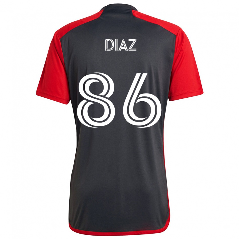 Kandiny Kinder Alec Díaz #86 Grau Rot Heimtrikot Trikot 2024/25 T-Shirt