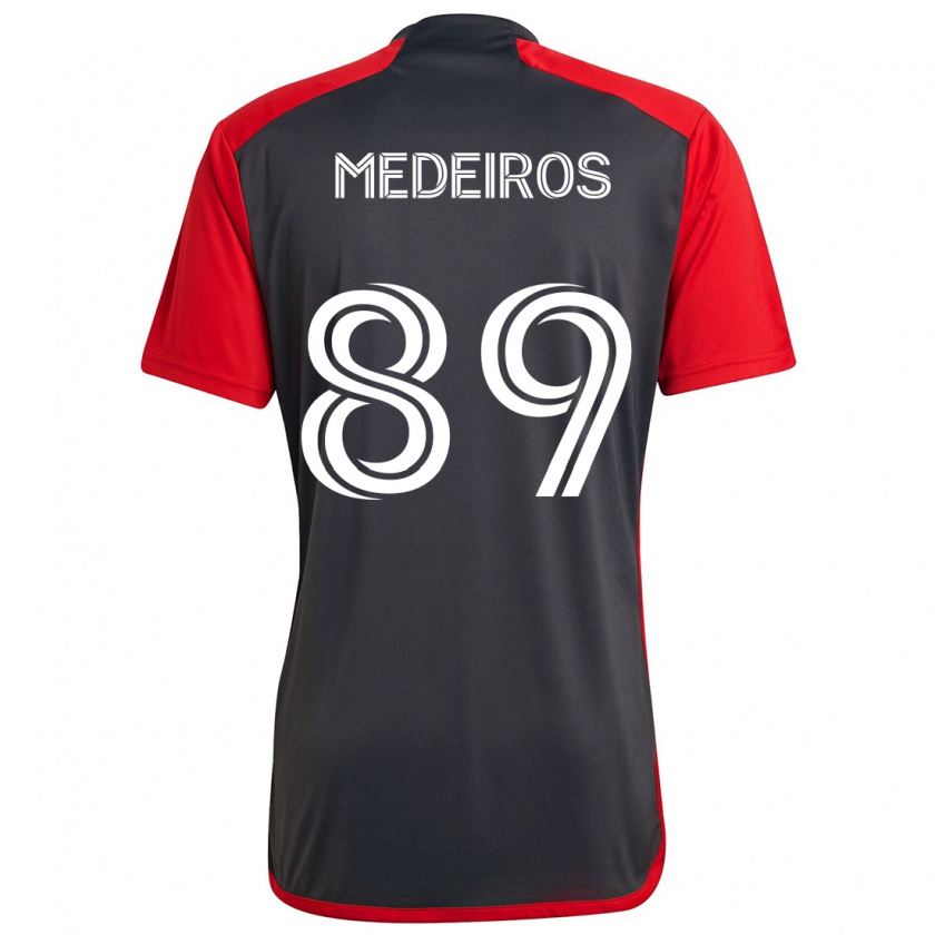 Kandiny Kinder Matthew Medeiros #89 Grau Rot Heimtrikot Trikot 2024/25 T-Shirt