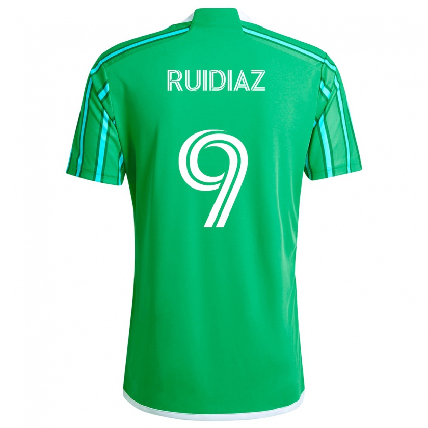 Kandiny Kinder Raúl Ruidíaz #9 Grün Weiß Heimtrikot Trikot 2024/25 T-Shirt