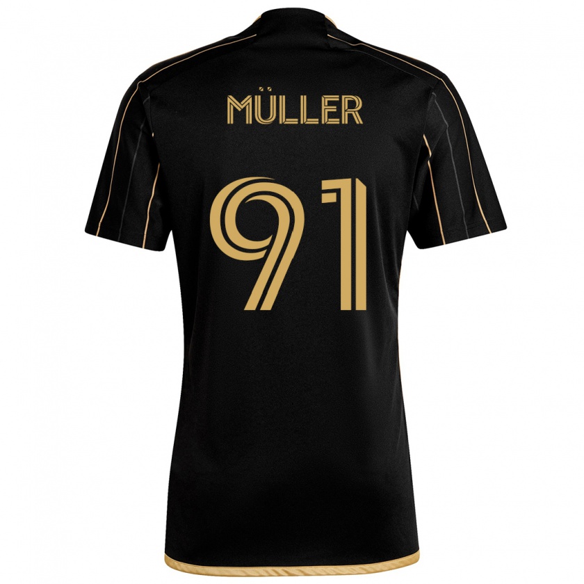 Kandiny Kinder Luis Müller #91 Schwarzes Gold Heimtrikot Trikot 2024/25 T-Shirt