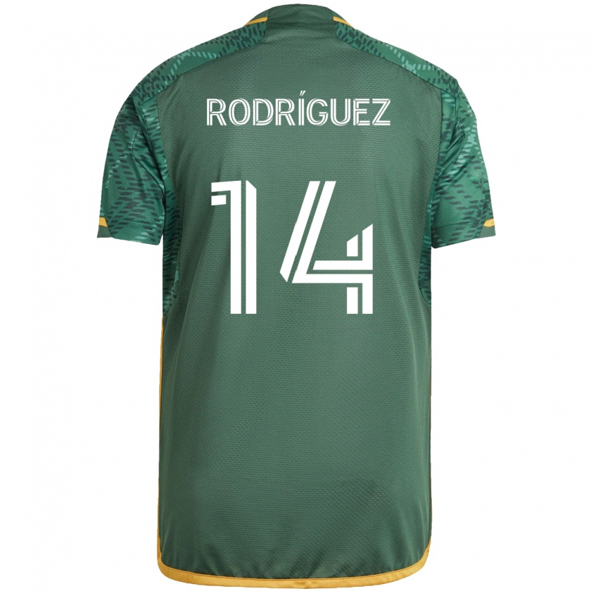 Kandiny Kinder Jonathan Rodríguez #14 Grün Orange Heimtrikot Trikot 2024/25 T-Shirt