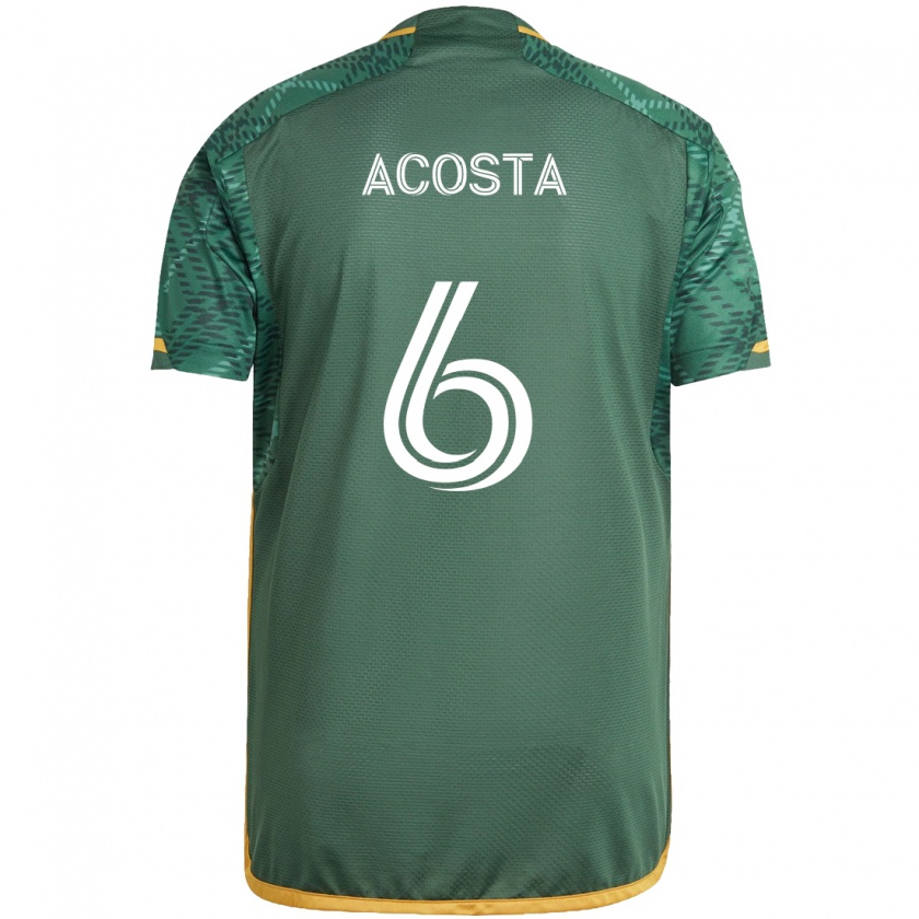 Kandiny Kinder Bryan Acosta #6 Grün Orange Heimtrikot Trikot 2024/25 T-Shirt