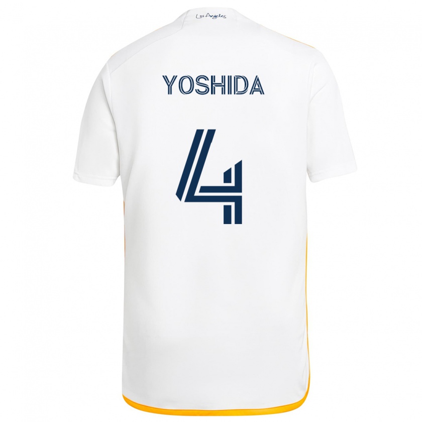 Kandiny Kinder Maya Yoshida #4 Weiß Gelb Heimtrikot Trikot 2024/25 T-Shirt