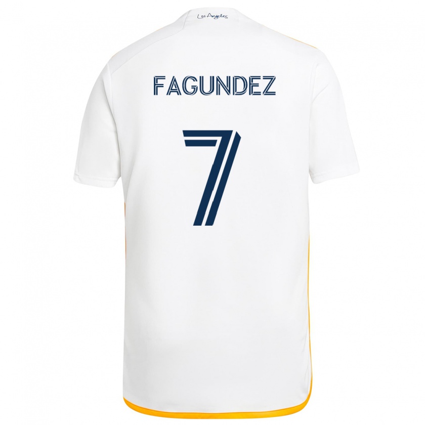 Kandiny Kinder Diego Fagúndez #7 Weiß Gelb Heimtrikot Trikot 2024/25 T-Shirt