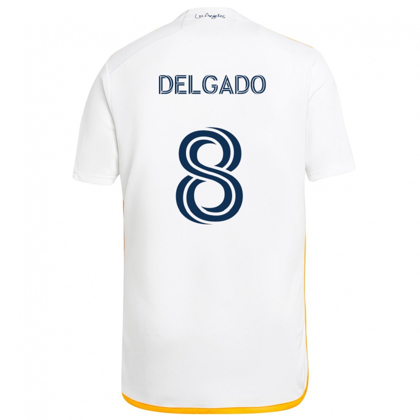 Kandiny Kinder Mark Delgado #8 Weiß Gelb Heimtrikot Trikot 2024/25 T-Shirt