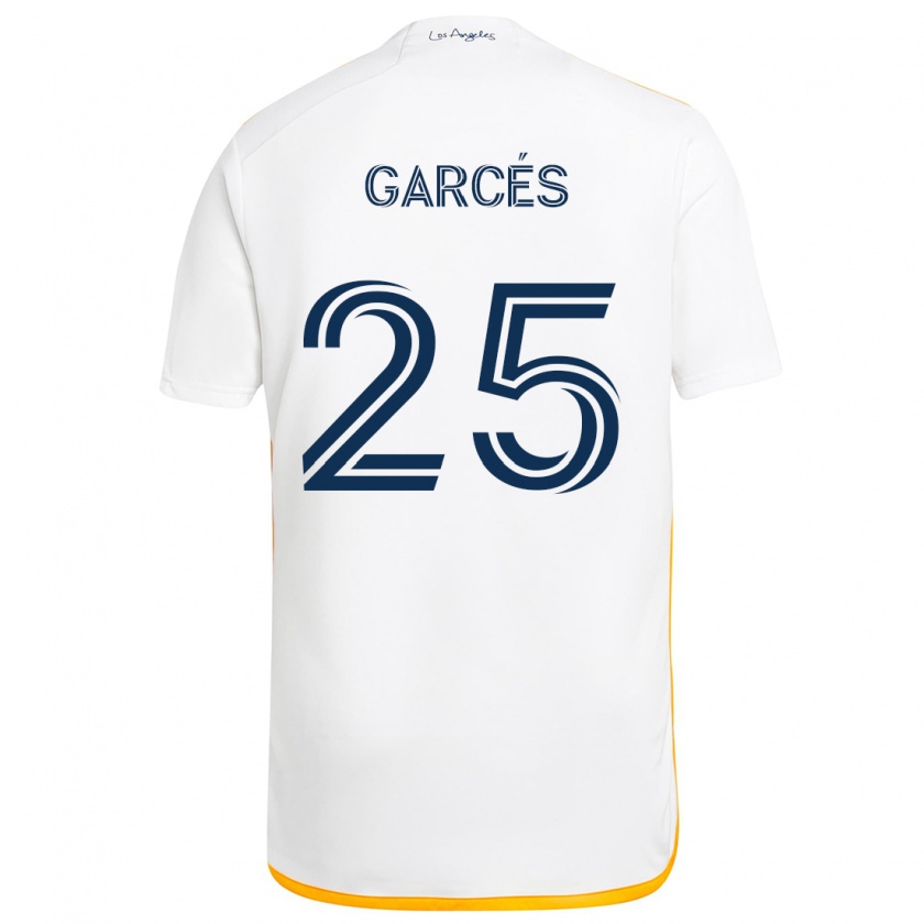 Kandiny Kinder Carlos Garcés #25 Weiß Gelb Heimtrikot Trikot 2024/25 T-Shirt