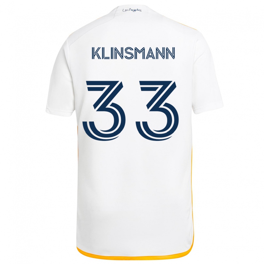 Kandiny Kinder Jonathan Klinsmann #33 Weiß Gelb Heimtrikot Trikot 2024/25 T-Shirt