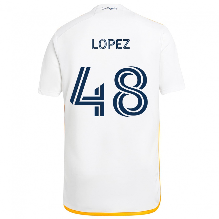 Kandiny Kinder Diego López #48 Weiß Gelb Heimtrikot Trikot 2024/25 T-Shirt