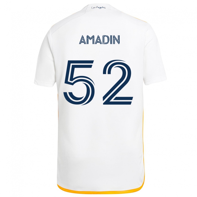 Kandiny Kinder Elijah Amadin #52 Weiß Gelb Heimtrikot Trikot 2024/25 T-Shirt