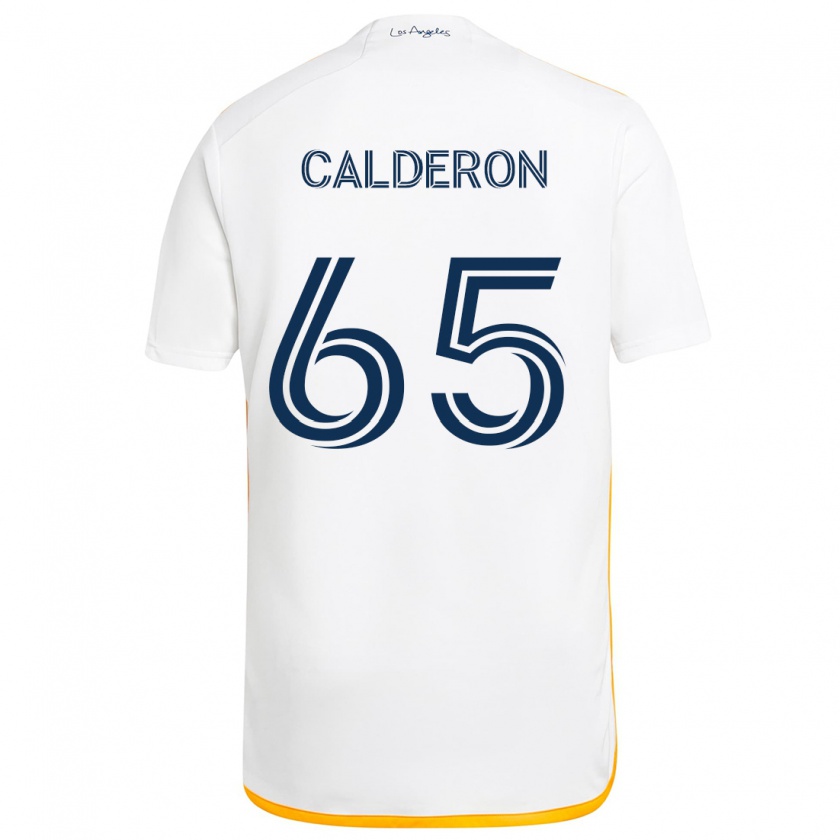 Kandiny Kinder Juan Calderón #65 Weiß Gelb Heimtrikot Trikot 2024/25 T-Shirt