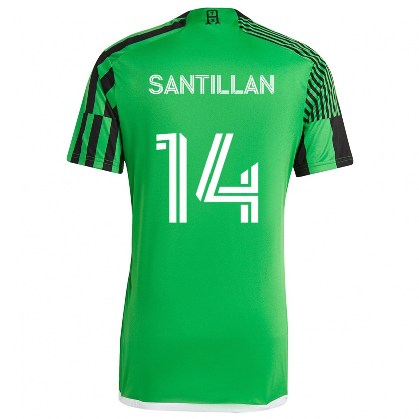 Kandiny Kinder Jonathan Santillan #14 Grün Schwarz Heimtrikot Trikot 2024/25 T-Shirt