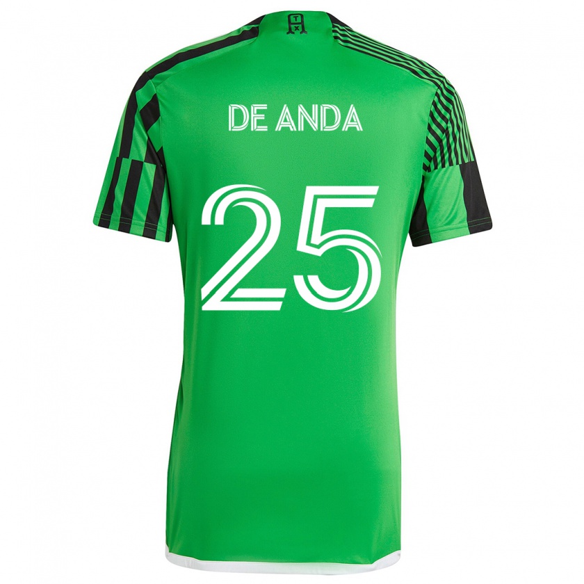 Kandiny Kinder Anthony De Anda #25 Grün Schwarz Heimtrikot Trikot 2024/25 T-Shirt