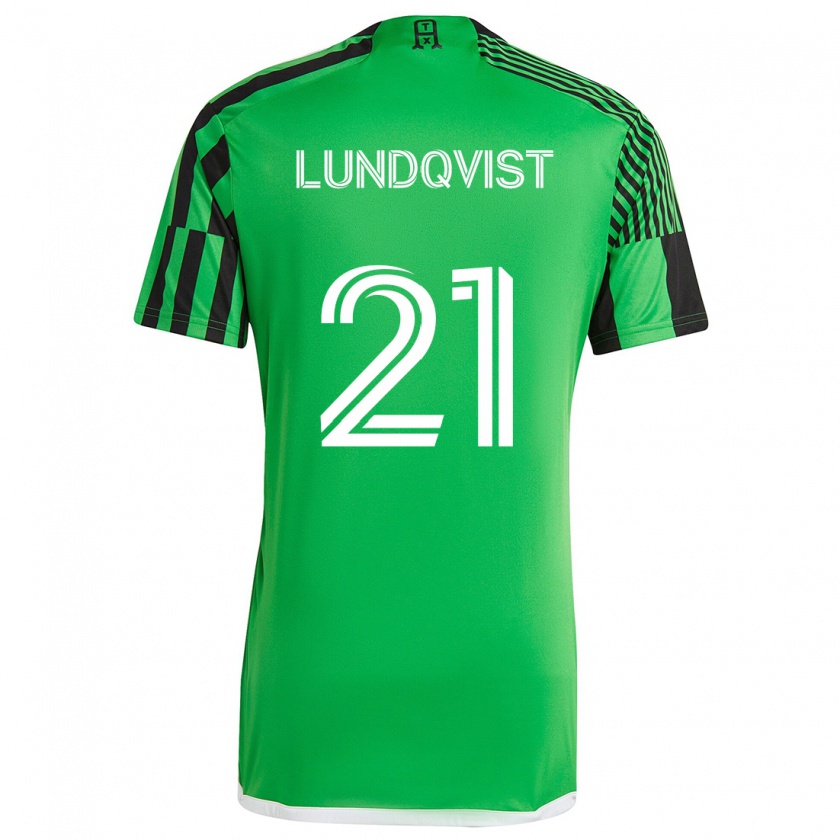 Kandiny Kinder Adam Lundqvist #21 Grün Schwarz Heimtrikot Trikot 2024/25 T-Shirt