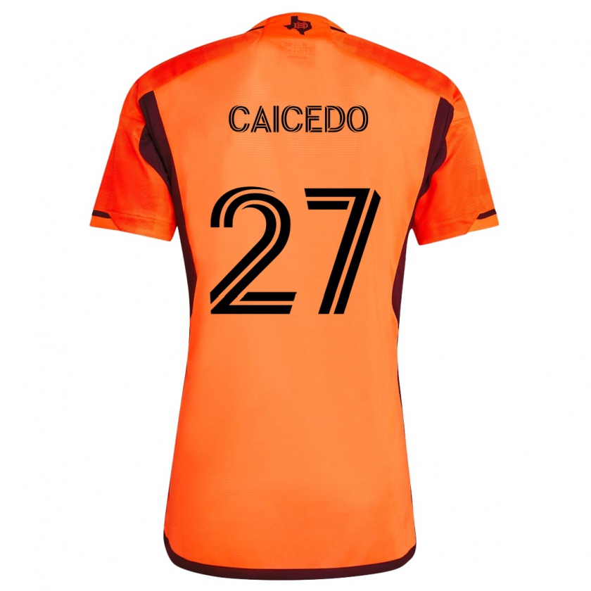 Kandiny Kinder Luis Caicedo #27 Orange Schwarz Heimtrikot Trikot 2024/25 T-Shirt