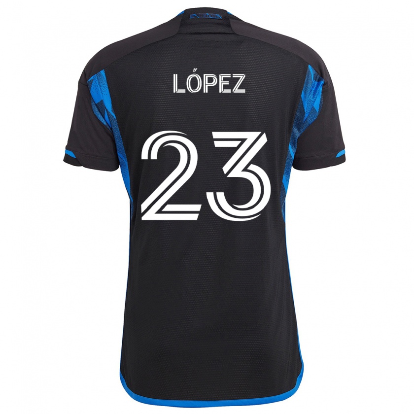 Kandiny Kinder Hernán López #23 Blau Schwarz Heimtrikot Trikot 2024/25 T-Shirt