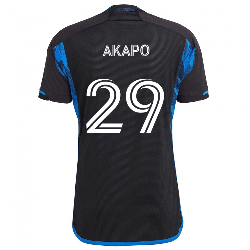 Kandiny Kinder Carlos Akapo #29 Blau Schwarz Heimtrikot Trikot 2024/25 T-Shirt