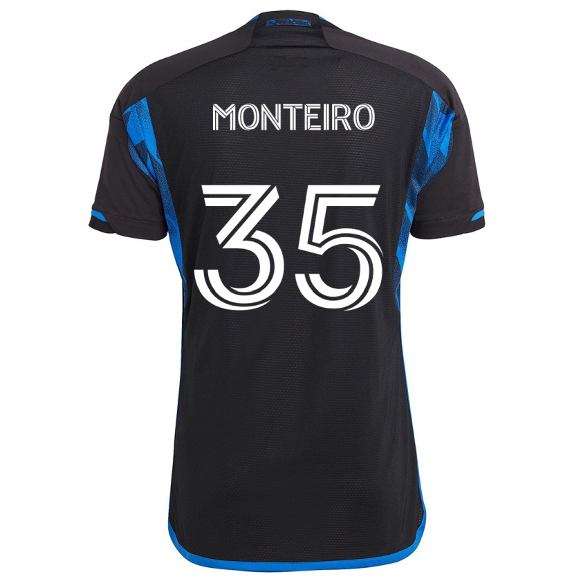 Kandiny Kinder Jamiro Monteiro #35 Blau Schwarz Heimtrikot Trikot 2024/25 T-Shirt