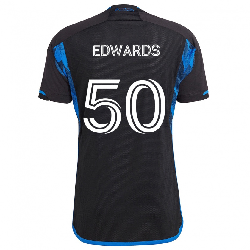 Kandiny Kinder Aaron Edwards #50 Blau Schwarz Heimtrikot Trikot 2024/25 T-Shirt