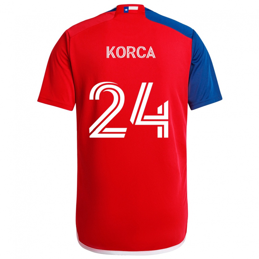 Kandiny Kinder Amet Korça #24 Blau Rot Heimtrikot Trikot 2024/25 T-Shirt