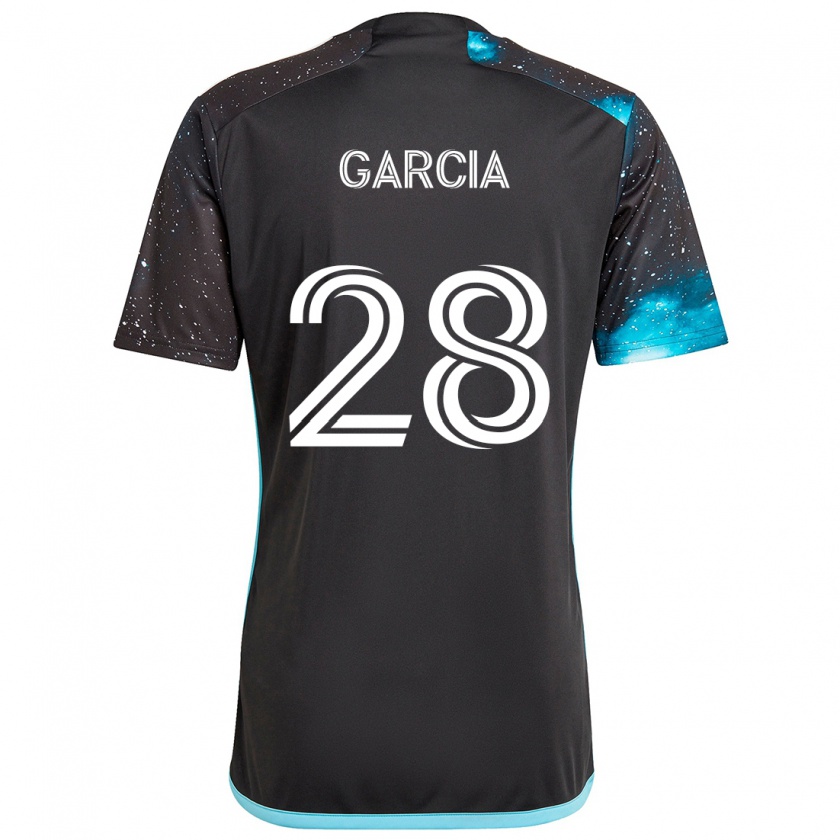 Kandiny Kinder Mender García #28 Schwarz Blau Heimtrikot Trikot 2024/25 T-Shirt