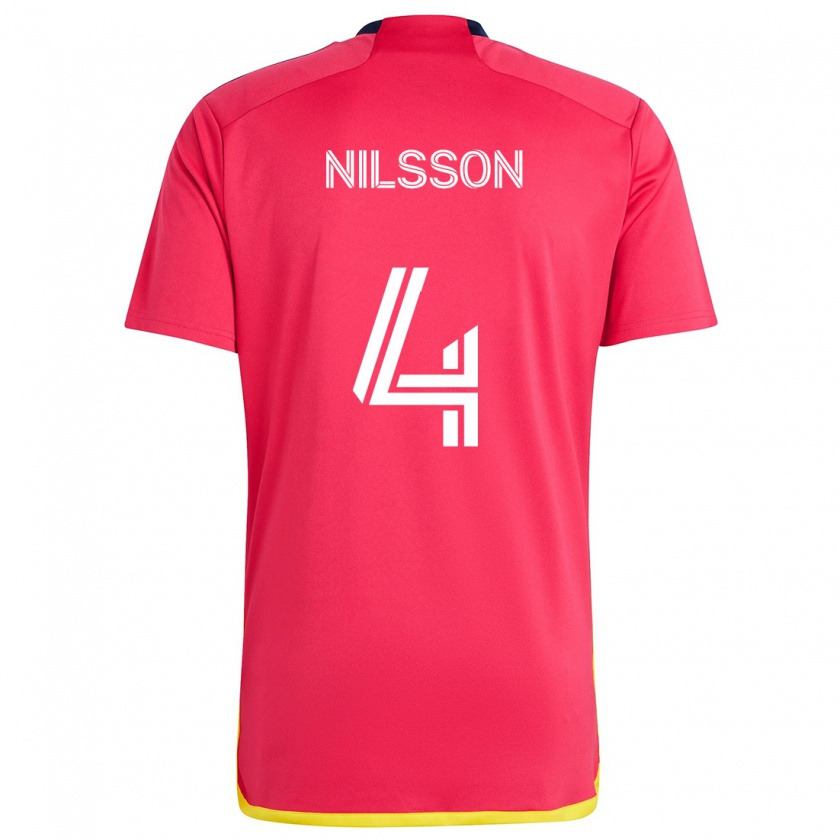 Kandiny Kinder Joakim Nilsson #4 Rot Blau Heimtrikot Trikot 2024/25 T-Shirt