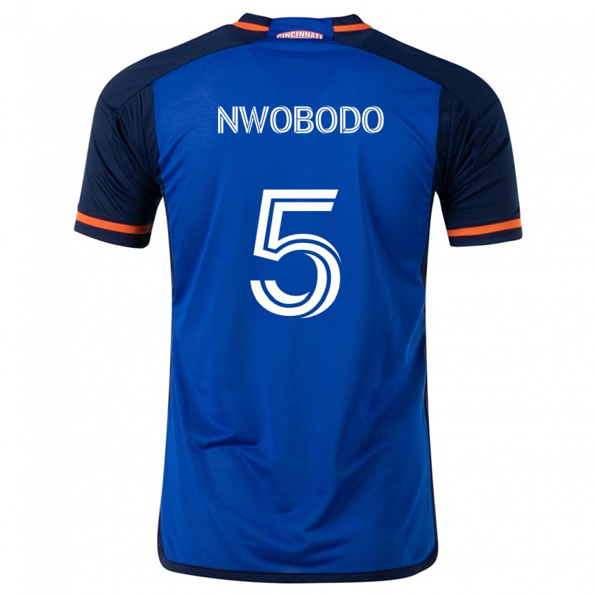 Kandiny Kinder Obinna Nwobodo #5 Blau Weiss Heimtrikot Trikot 2024/25 T-Shirt