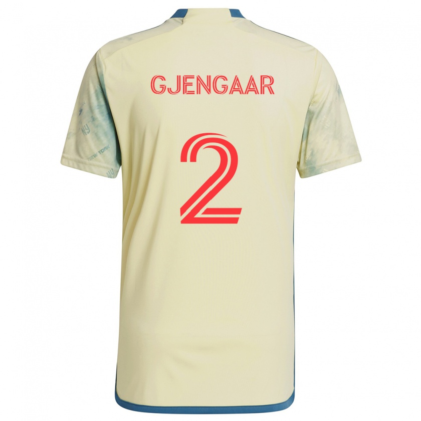 Kandiny Kinder Dennis Gjengaar #2 Gelb Rot Blau Heimtrikot Trikot 2024/25 T-Shirt