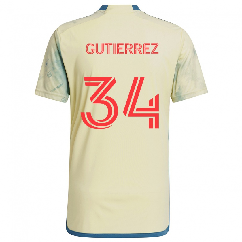 Kandiny Kinder Juan Gutiérrez #34 Gelb Rot Blau Heimtrikot Trikot 2024/25 T-Shirt