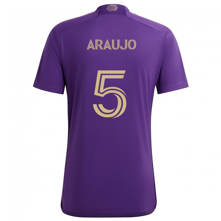 Kandiny Kinder César Araújo #5 Lila Gelb Heimtrikot Trikot 2024/25 T-Shirt