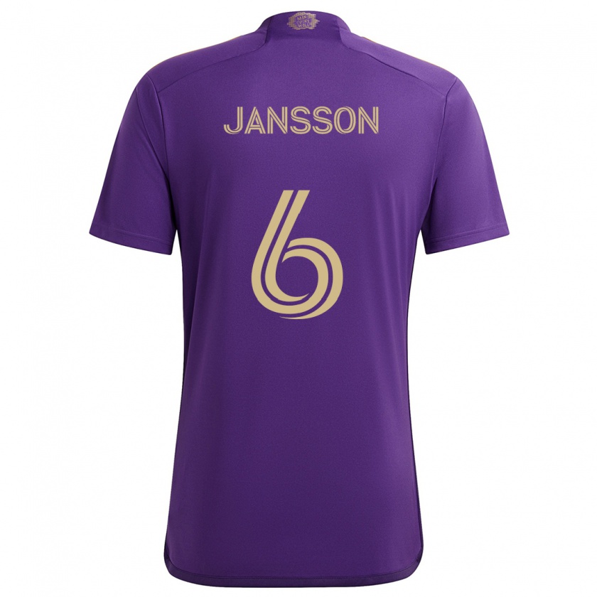 Kandiny Kinder Robin Jansson #6 Lila Gelb Heimtrikot Trikot 2024/25 T-Shirt