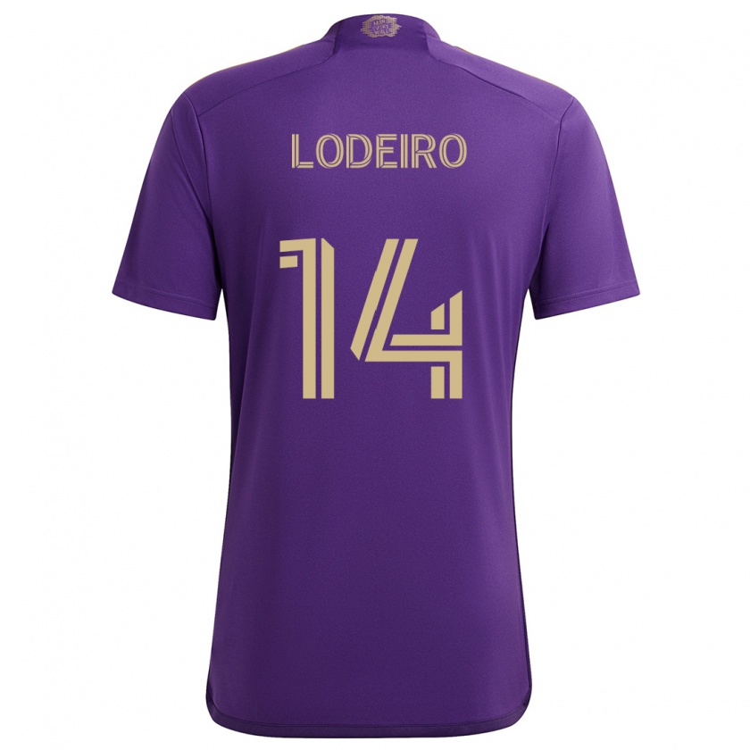 Kandiny Kinder Nicolás Lodeiro #14 Lila Gelb Heimtrikot Trikot 2024/25 T-Shirt