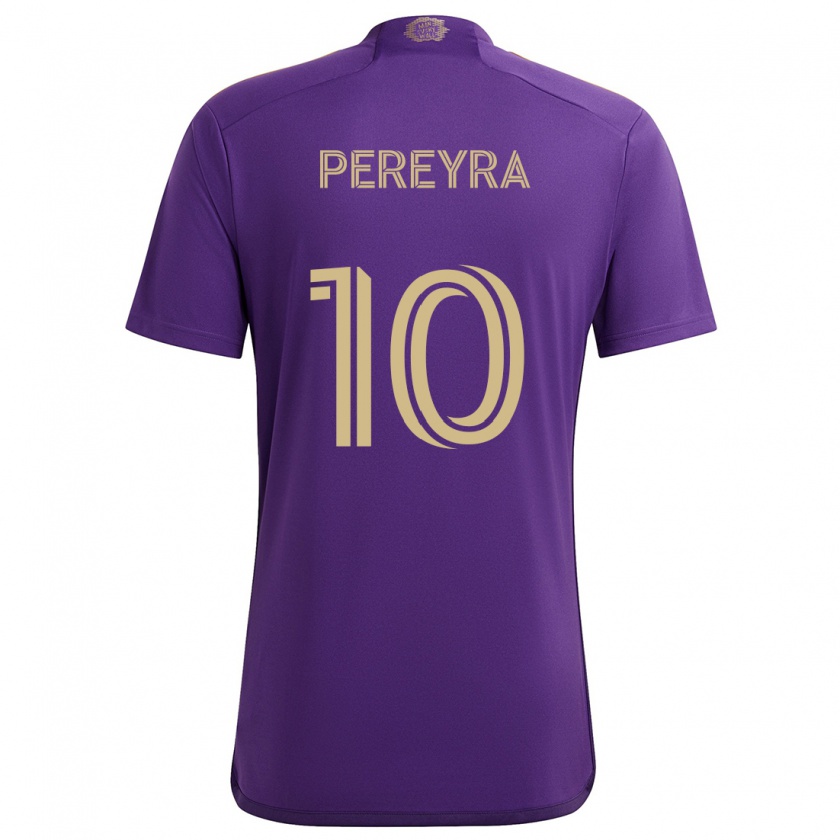 Kandiny Kinder Mauricio Pereyra #10 Lila Gelb Heimtrikot Trikot 2024/25 T-Shirt