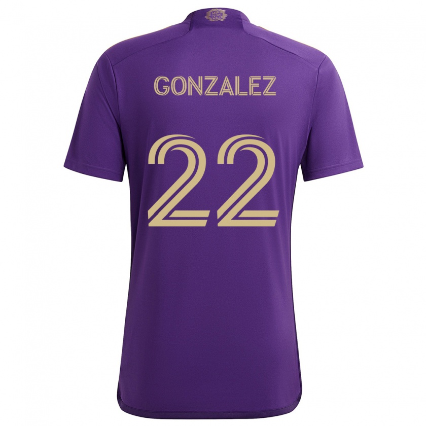 Kandiny Kinder Gastón González #22 Lila Gelb Heimtrikot Trikot 2024/25 T-Shirt