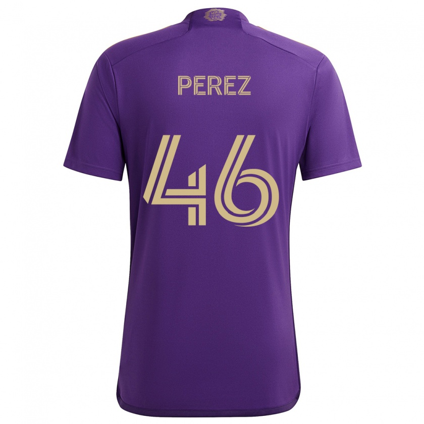 Kandiny Kinder Franco Pérez #46 Lila Gelb Heimtrikot Trikot 2024/25 T-Shirt