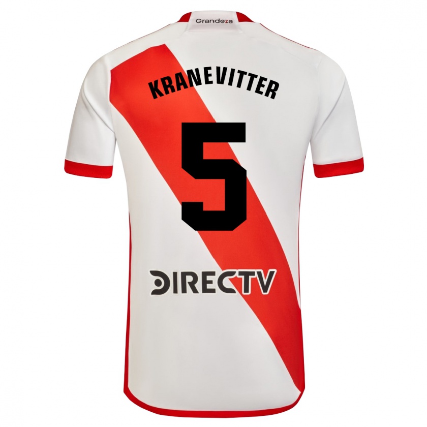 Kandiny Kinder Matías Kranevitter #5 Weiß Rot Heimtrikot Trikot 2024/25 T-Shirt