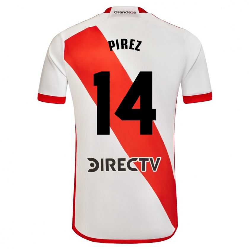 Kandiny Kinder Leandro González Pírez #14 Weiß Rot Heimtrikot Trikot 2024/25 T-Shirt