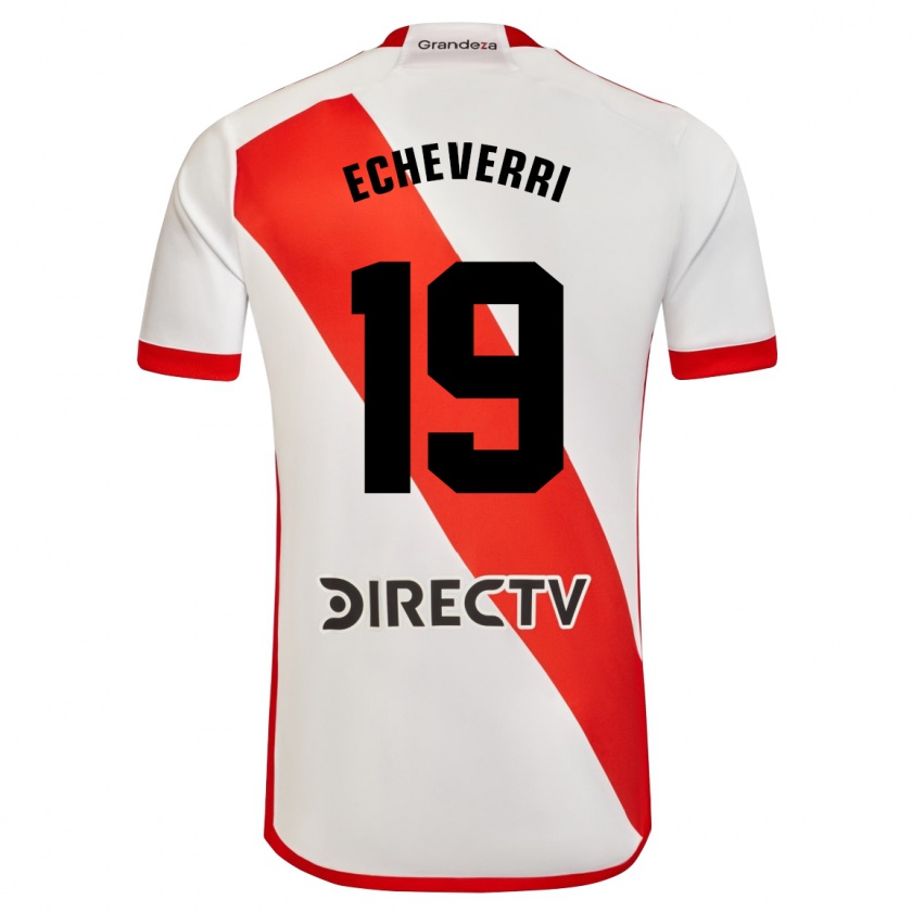 Kandiny Kinder Claudio Echeverri #19 Weiß Rot Heimtrikot Trikot 2024/25 T-Shirt